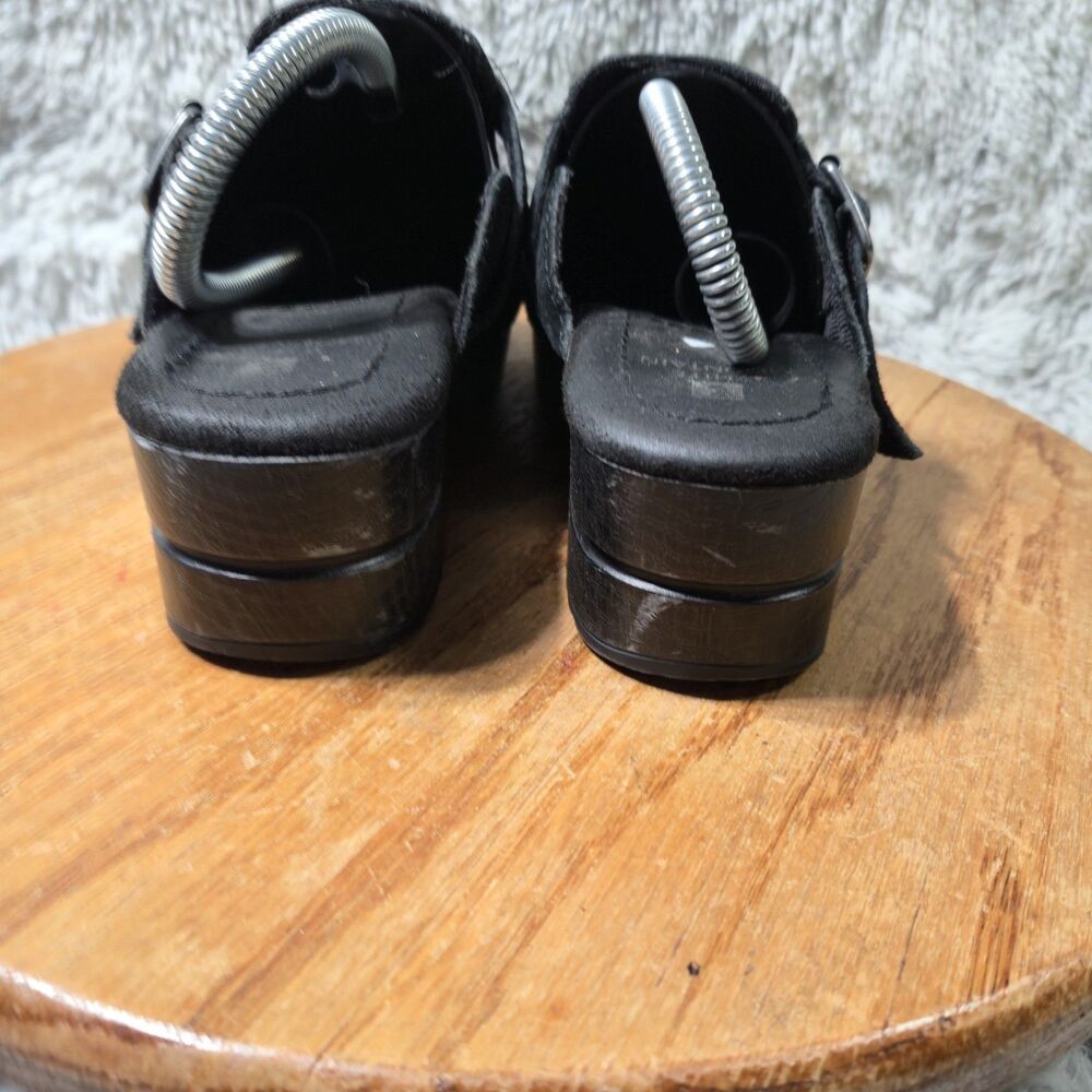 White Mountain Y2K Platform Mules Women Size 6 Black Leather Sues Slip-Ons Retro - Picture 4 of 7